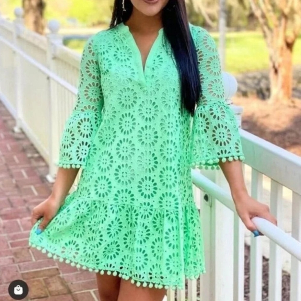Lilly Pulitzer Mint Green Eyelet Mini Dress - Picture 8 of 8